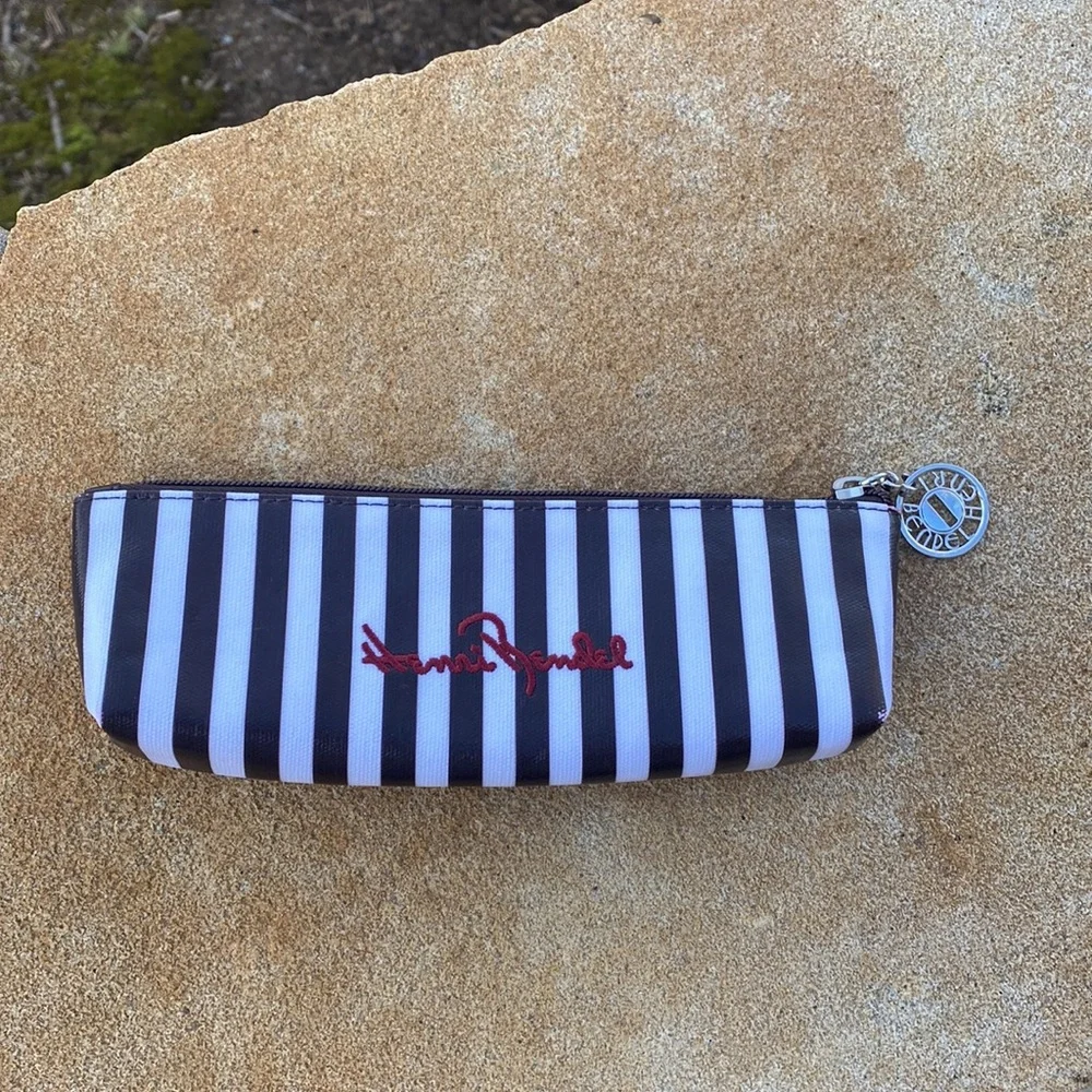 henri bendel Black and White Striped Cosmetic Bag Set